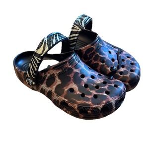 Crocs Women's Classic Animal Remix Clog  - Black/Multi Animal‎ -W6